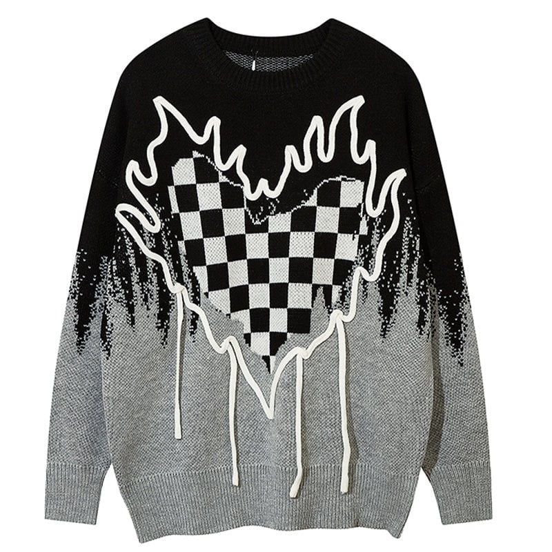 Stylish Sweater Checkerboard Heart sold by Yugen Theory product image thumbnail 3