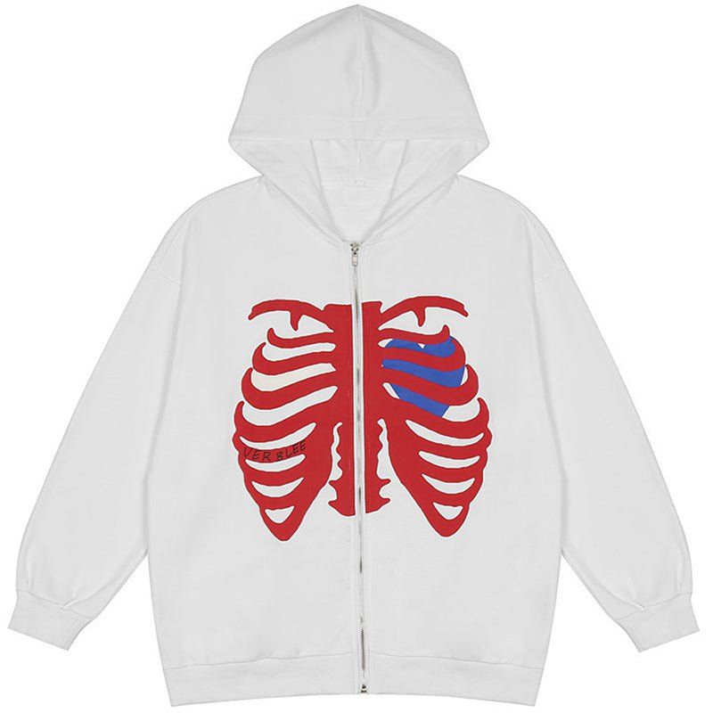 Cool Zip Up Hoodie Skeleton Heart Print sold by Yugen Theory product image thumbnail 2