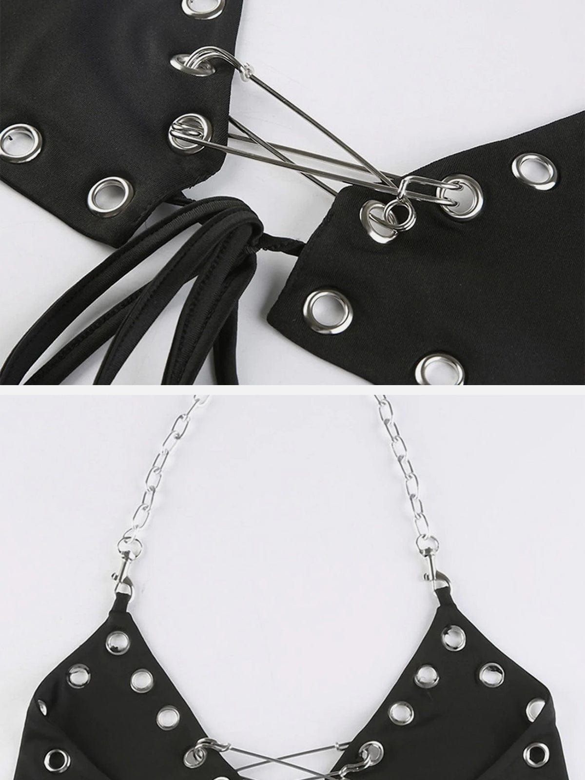 Metal Chain Halter Pin Crop Top sold by Yugen Theory product image thumbnail 4