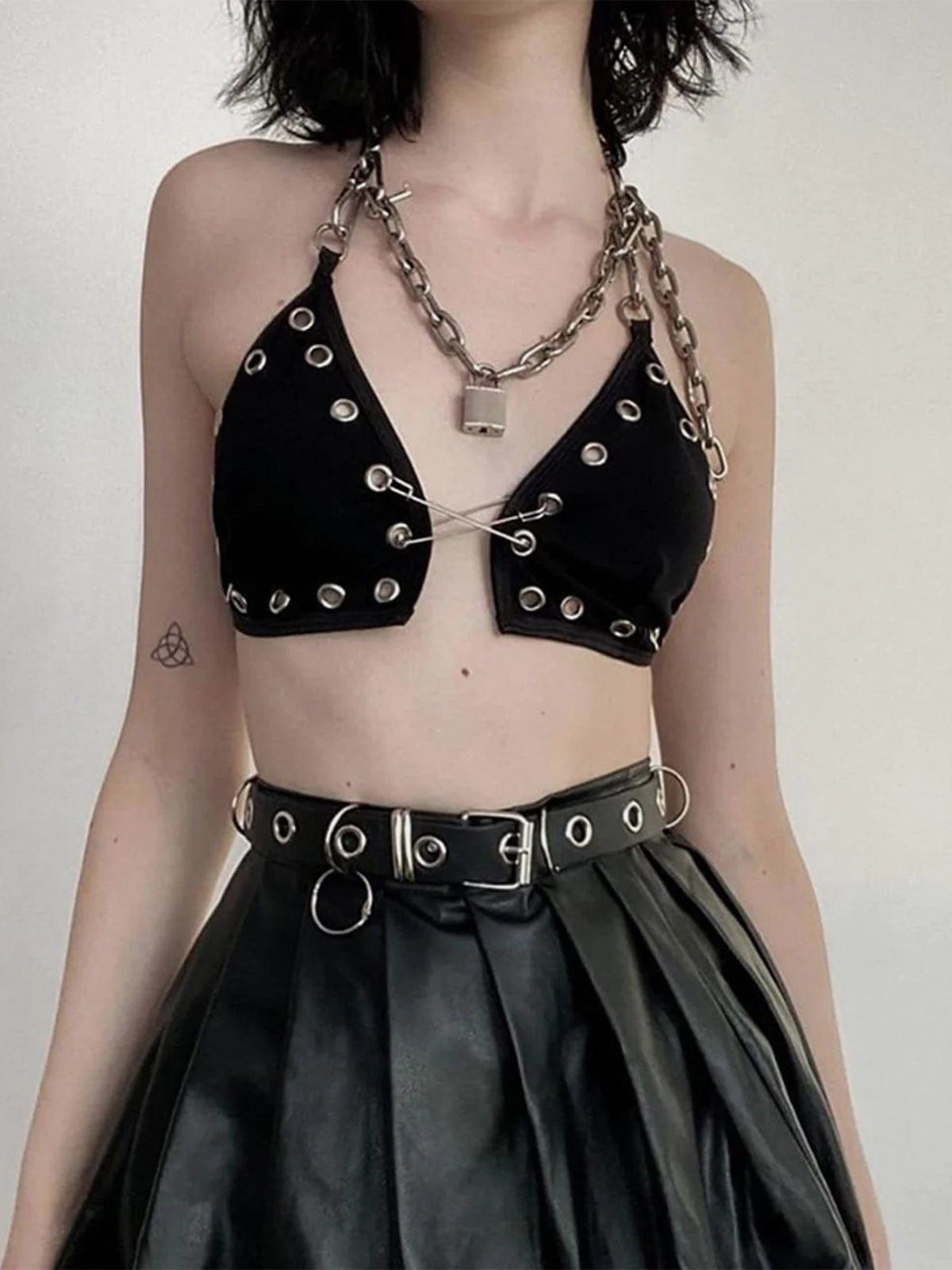 Metal Chain Halter Pin Crop Top sold by Yugen Theory product image thumbnail 3