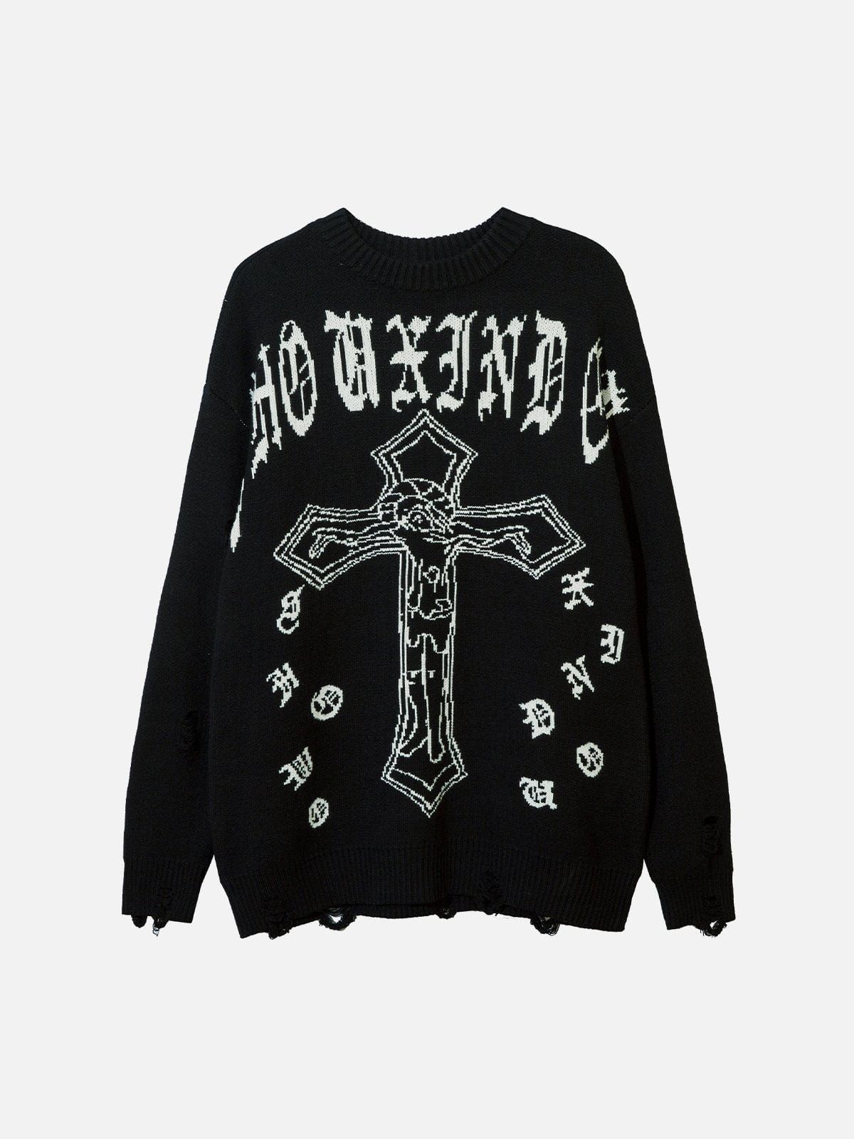 Gothic Cross Alphabet Sweater sold by Yugen Theory product image thumbnail 4