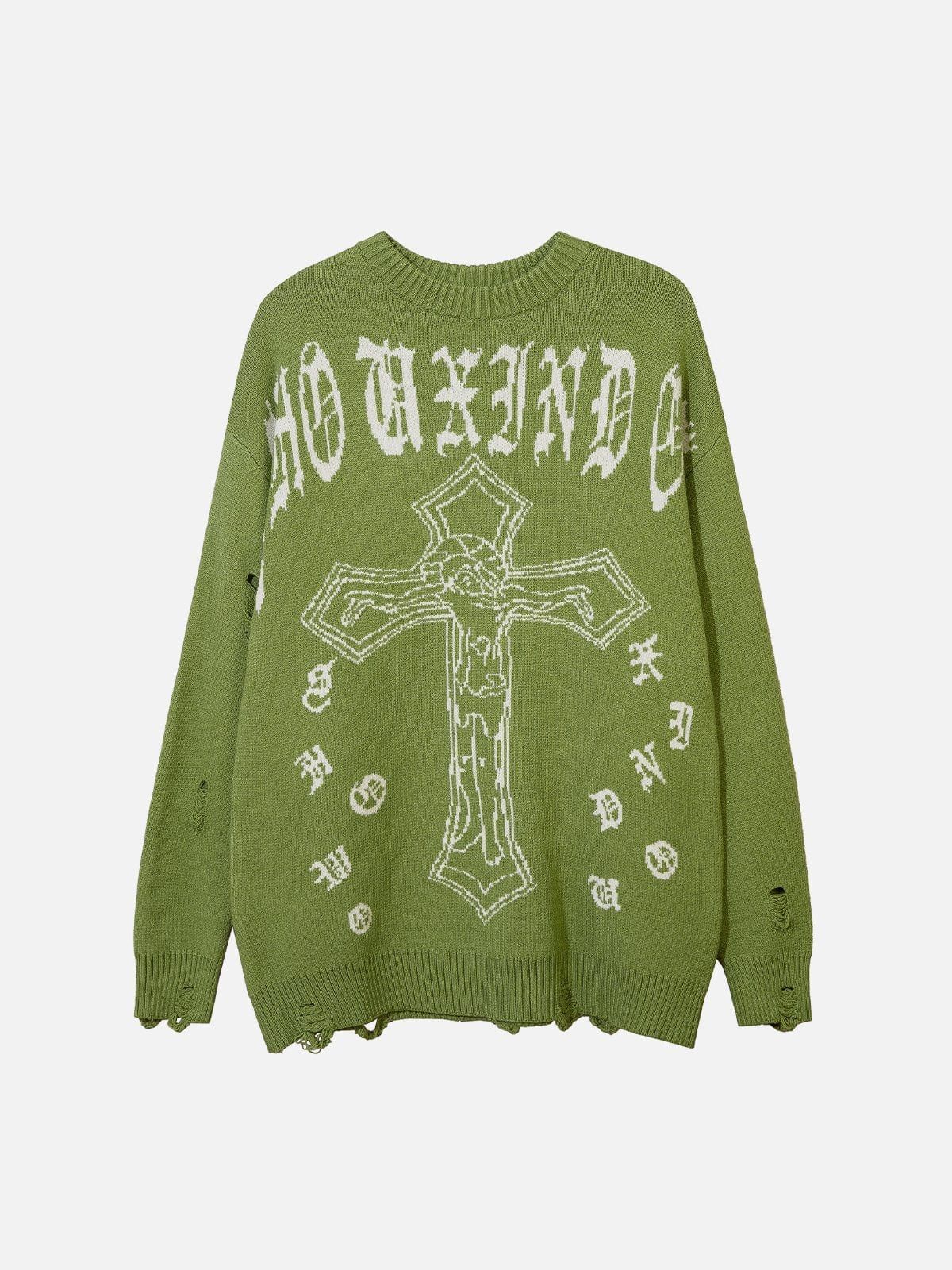 Gothic Cross Alphabet Sweater sold by Yugen Theory product image thumbnail 3