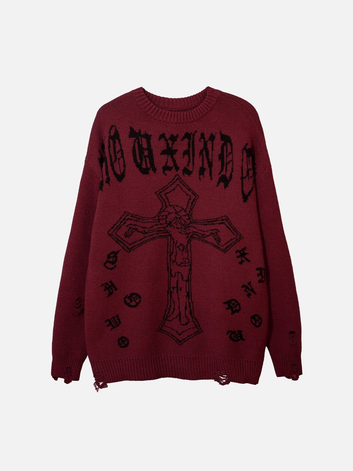 Gothic Cross Alphabet Sweater sold by Yugen Theory