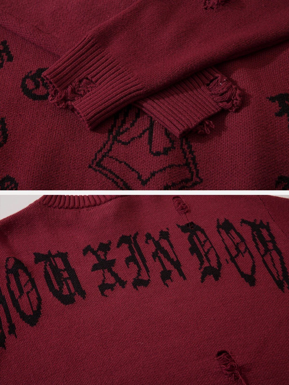 Gothic Cross Alphabet Sweater sold by Yugen Theory product image thumbnail 5