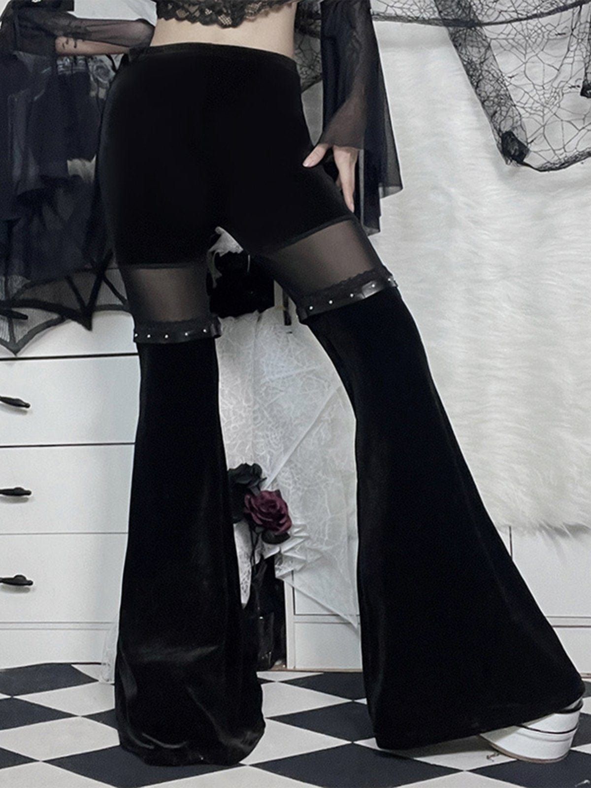 Mesh Patchwork Flare Pants sold by Yugen Theory product image thumbnail 3