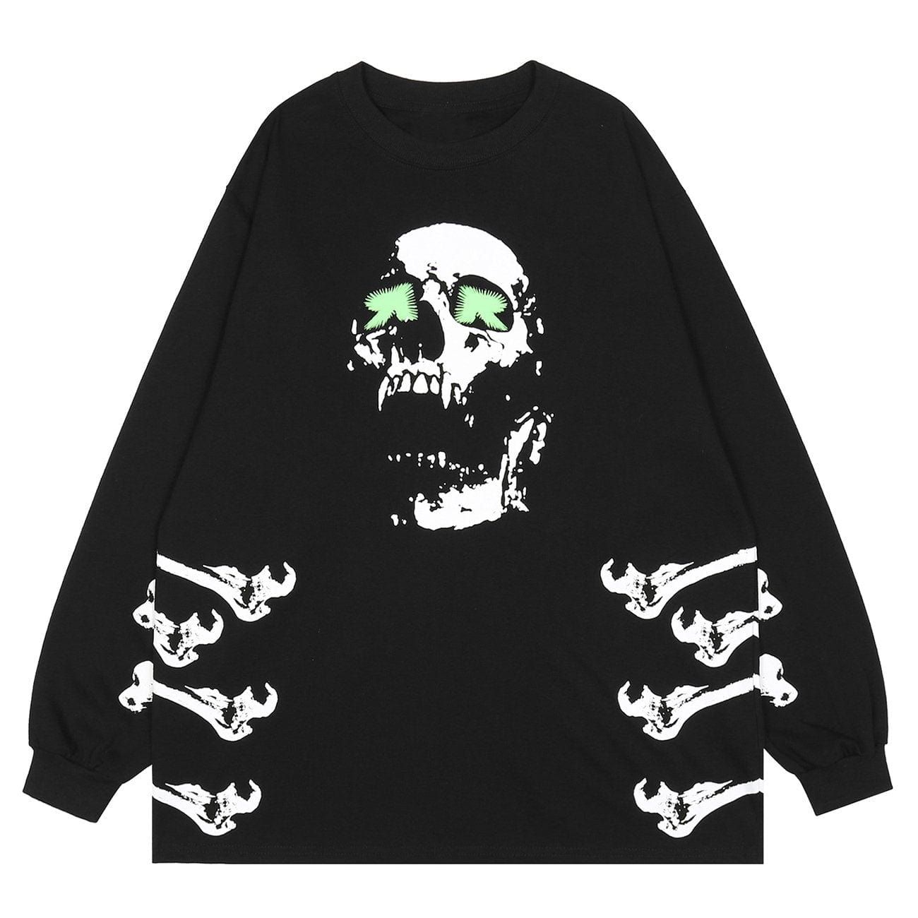 Dark Skeleton Print Sweatshirt sold by Yugen Theory