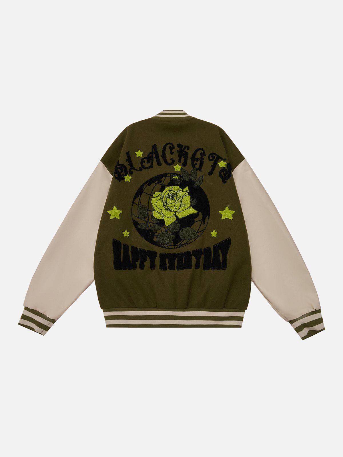 Vintage Rose Embroidery Varsity Jacket sold by Yugen Theory product image thumbnail 4