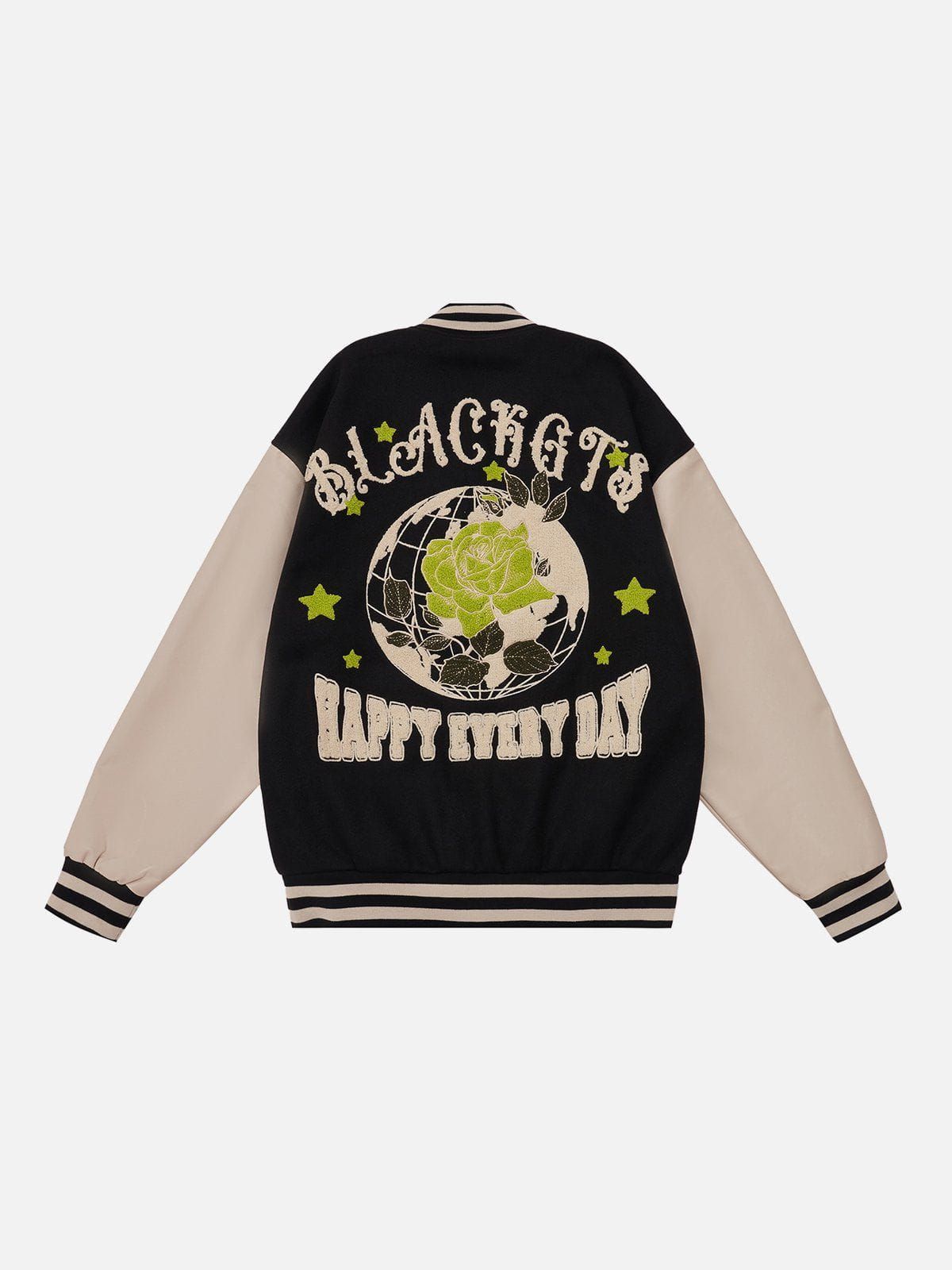 Vintage Rose Embroidery Varsity Jacket sold by Yugen Theory product image thumbnail 2