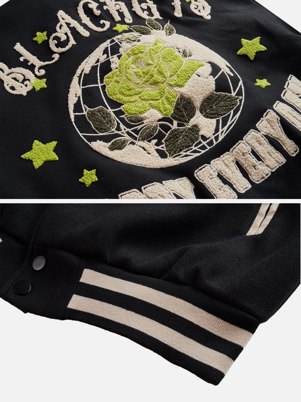 Vintage Rose Embroidery Varsity Jacket sold by Yugen Theory product image thumbnail 5