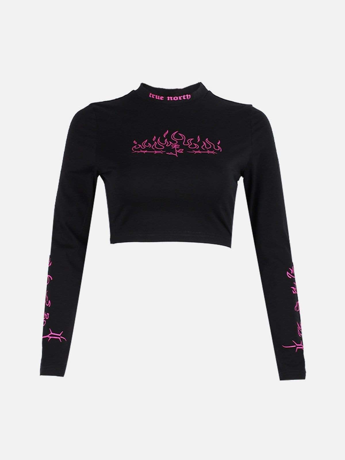 Flame Print Long Sleeve T Shirt sold by Yugen Theory