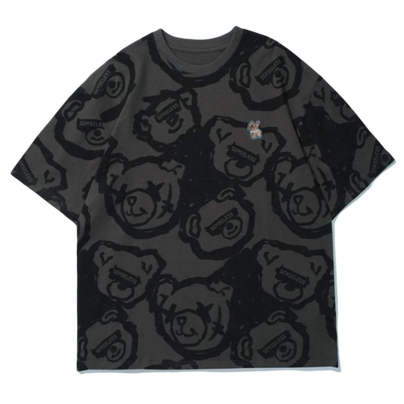 Bear Head Full Print Cotton T-Shirt sold by Yugen Theory