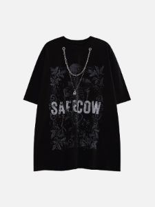 Skull Letter Chain T-Shirt sold by Yugen Theory