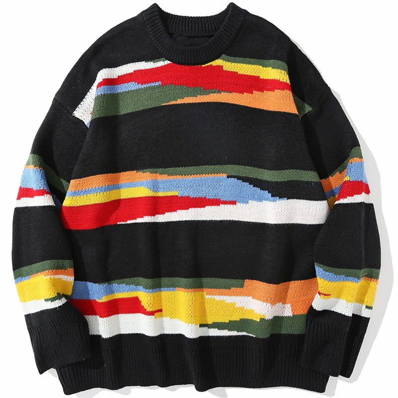 Jacquard Sweater Color Block sold by Yugen Theory