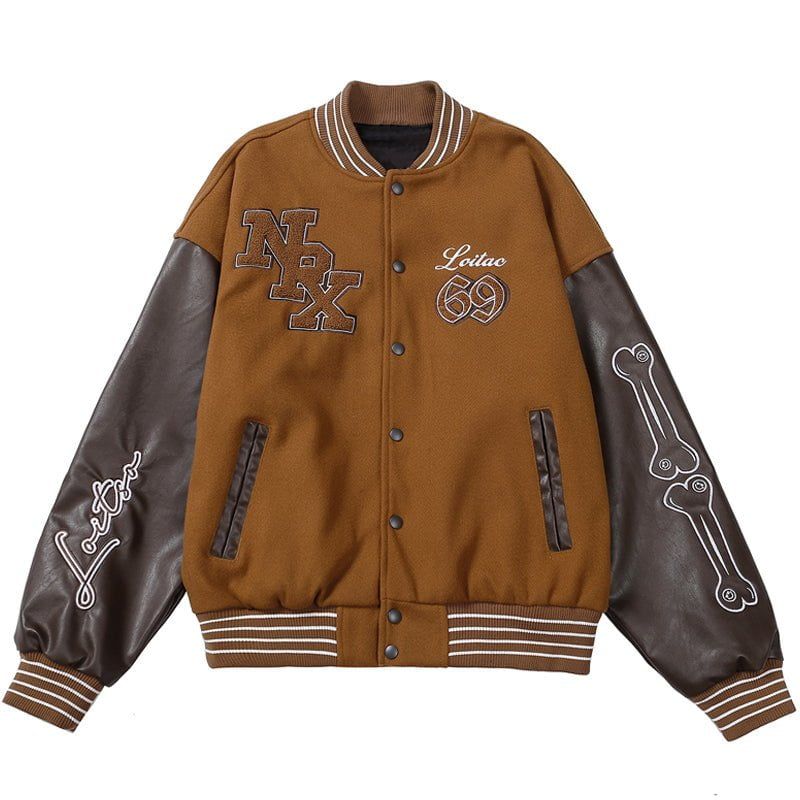 Streetwear Varsity Jacket Embroidery Bone sold by Yugen Theory
