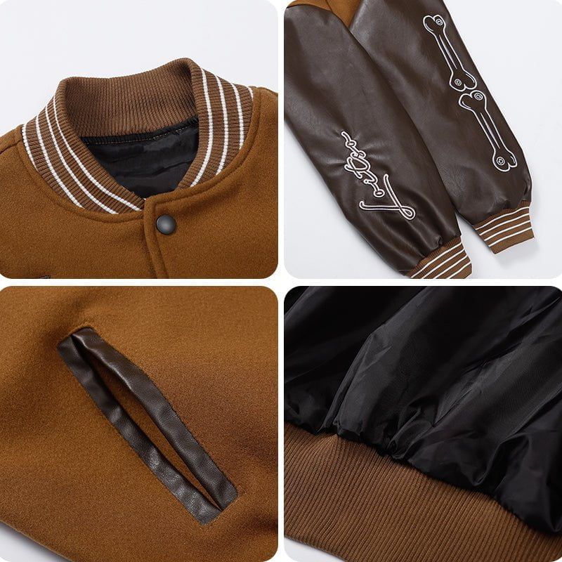 Streetwear Varsity Jacket Embroidery Bone sold by Yugen Theory product image thumbnail 5