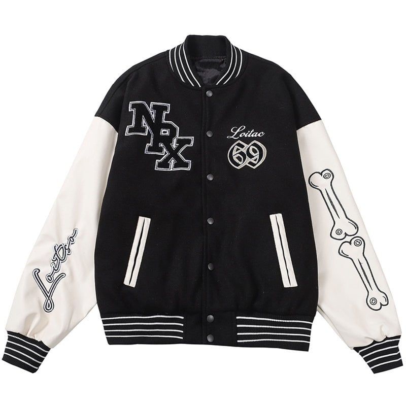Streetwear Varsity Jacket Embroidery Bone sold by Yugen Theory product image thumbnail 2