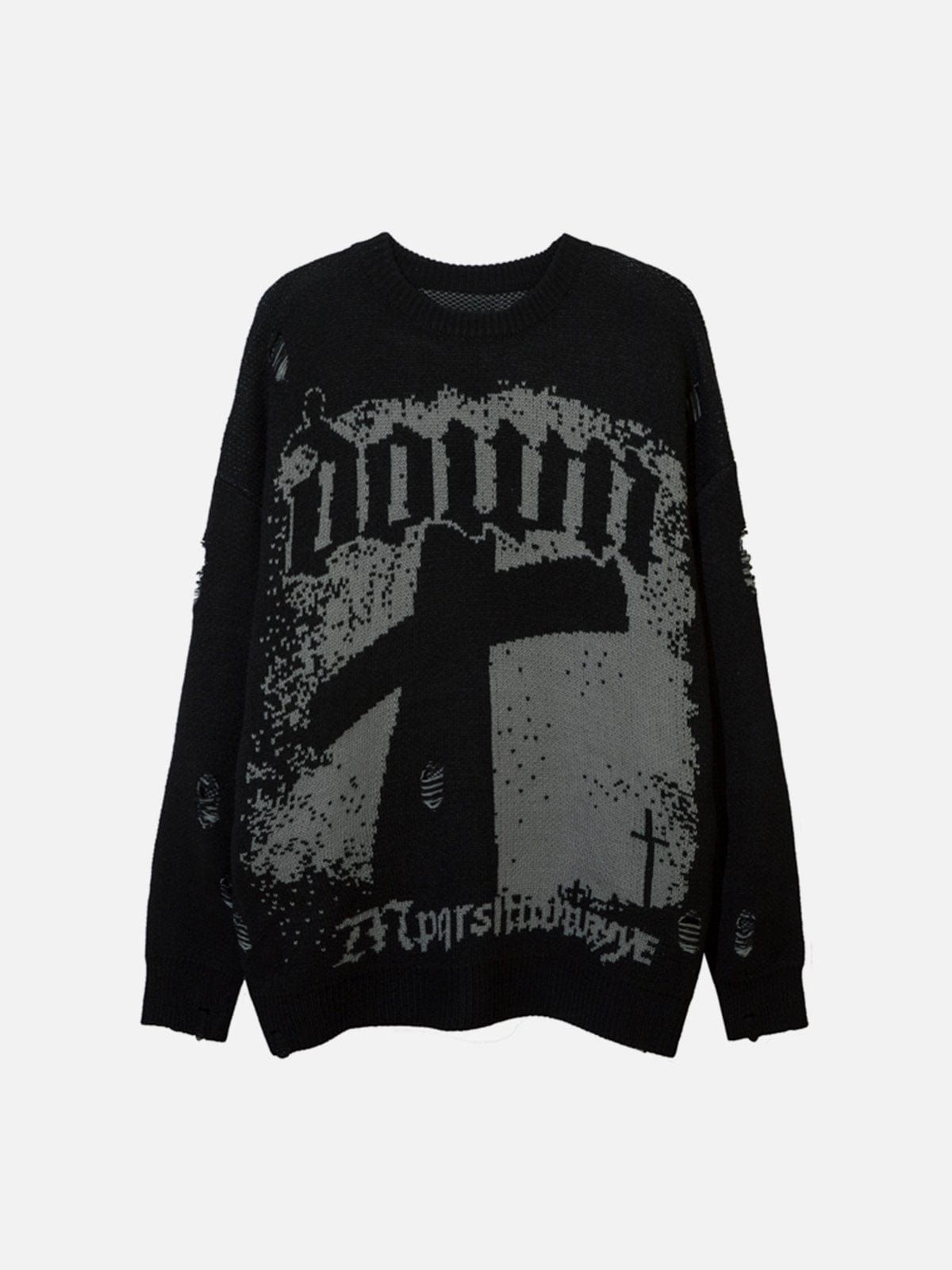 Cross Alphabet Gothic Sweater sold by Yugen Theory product image thumbnail 3