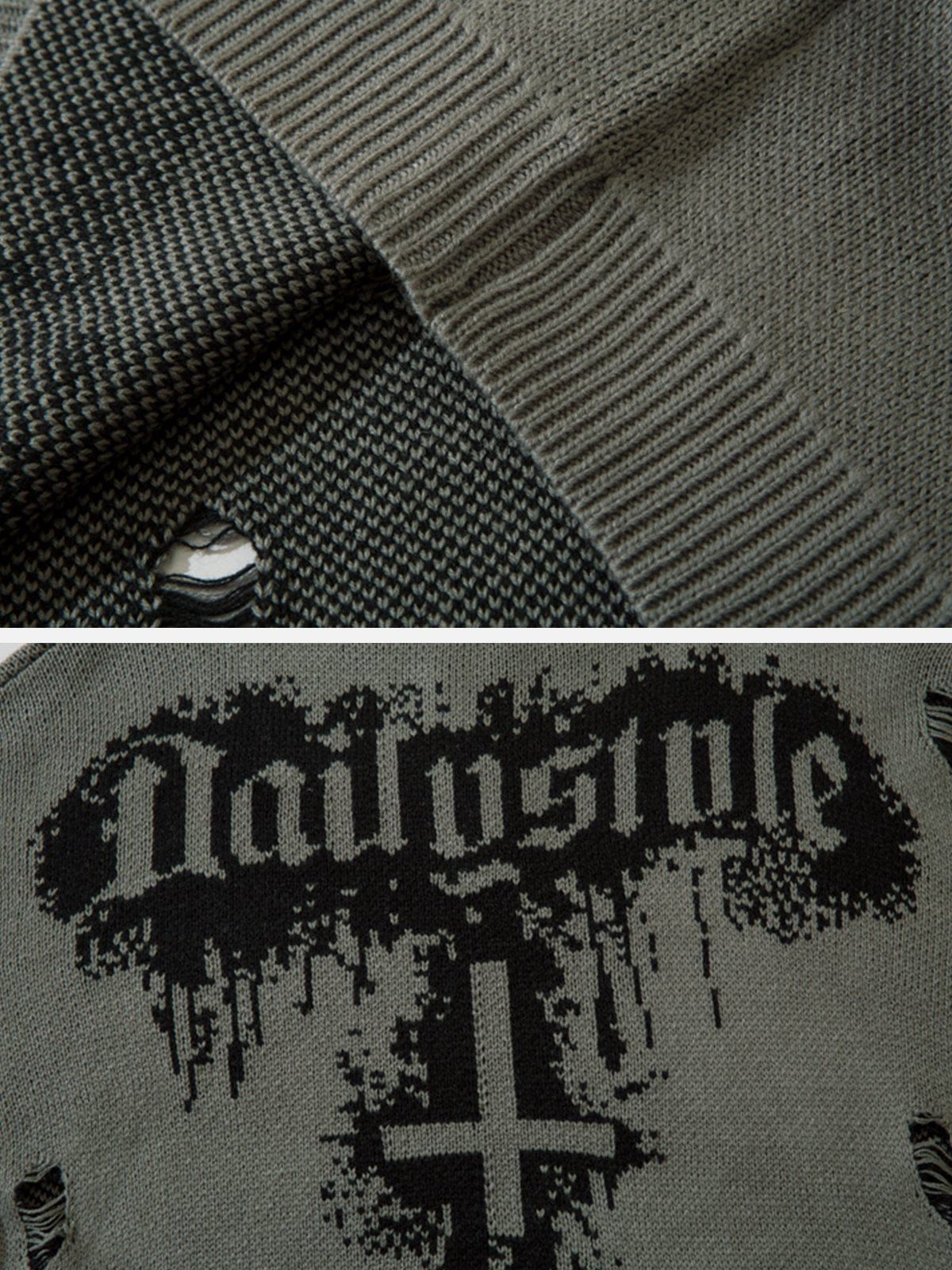 Cross Alphabet Gothic Sweater sold by Yugen Theory product image thumbnail 5