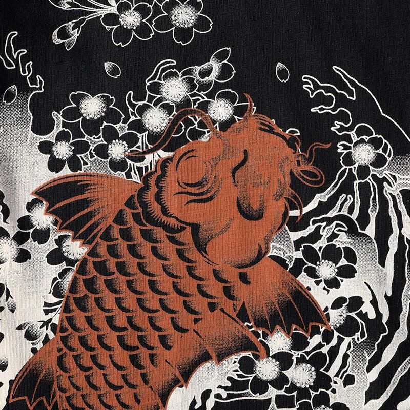 Brown Koi Sakura Embroidery Japanese T-Shirt sold by Yugen Theory product image thumbnail 4