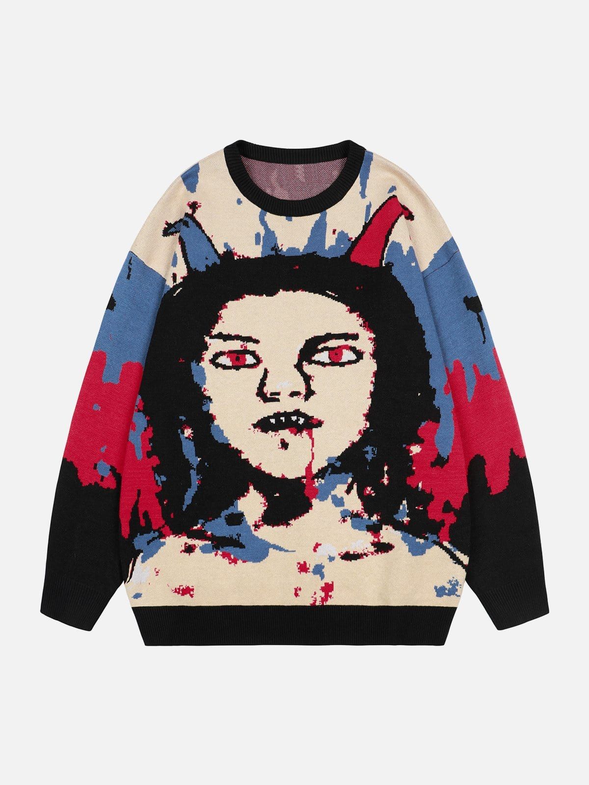 Bloody Characters Print Sweater sold by Yugen Theory