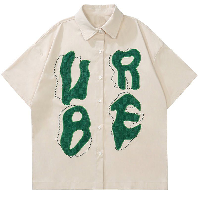 Causal S/s Shirt Embroidery Letter sold by Yugen Theory