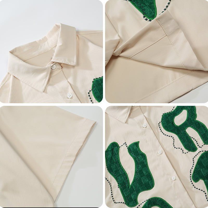 Causal S/s Shirt Embroidery Letter sold by Yugen Theory product image thumbnail 5