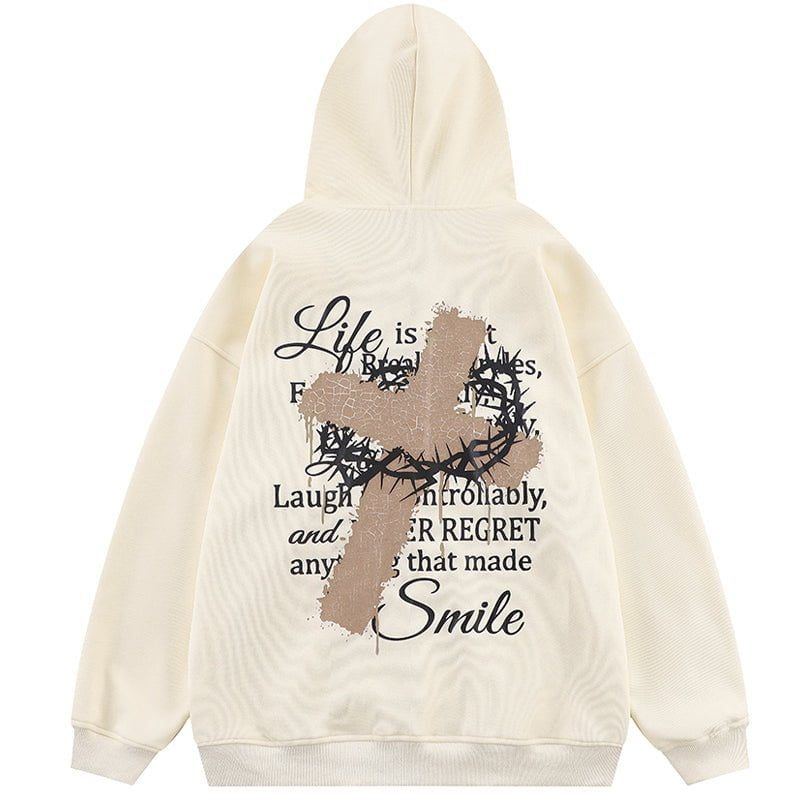 Fleece Zip Up Hoodie Cross sold by Yugen Theory