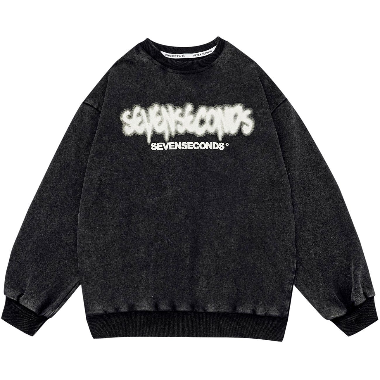 Fuzzy Letters Washed Sweatshirt sold by Yugen Theory