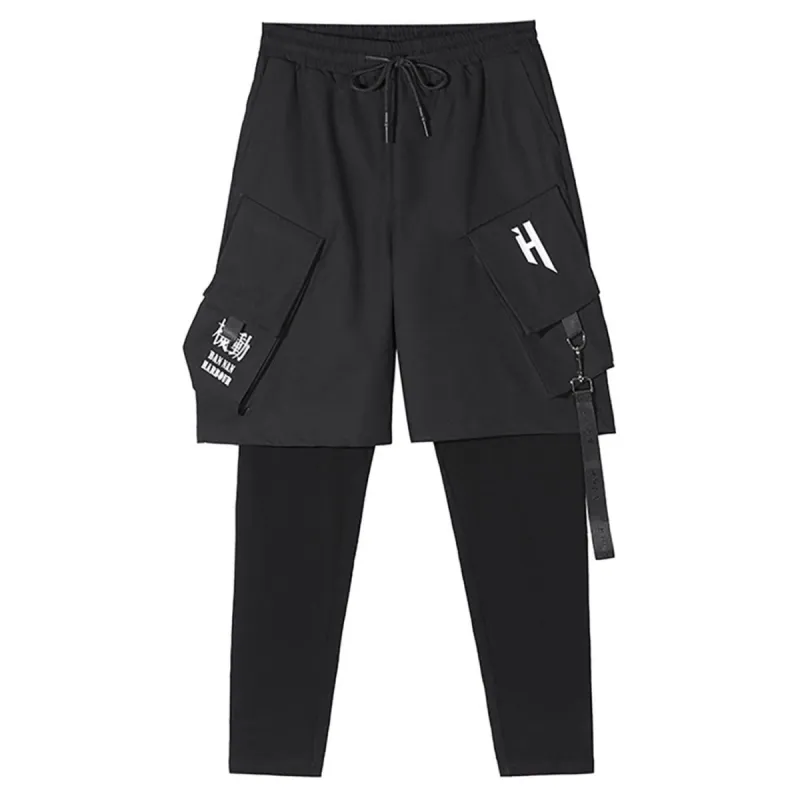 Functional Fake Two Embroidery Harem Pants sold by Yugen Theory