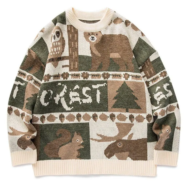 Retro Forest Color Block Sweater sold by Yugen Theory