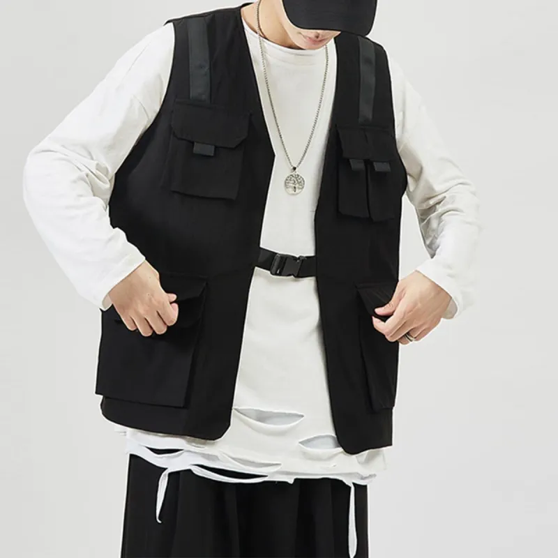 Combat Multi-pocket Cardigan Vest sold by Yugen Theory