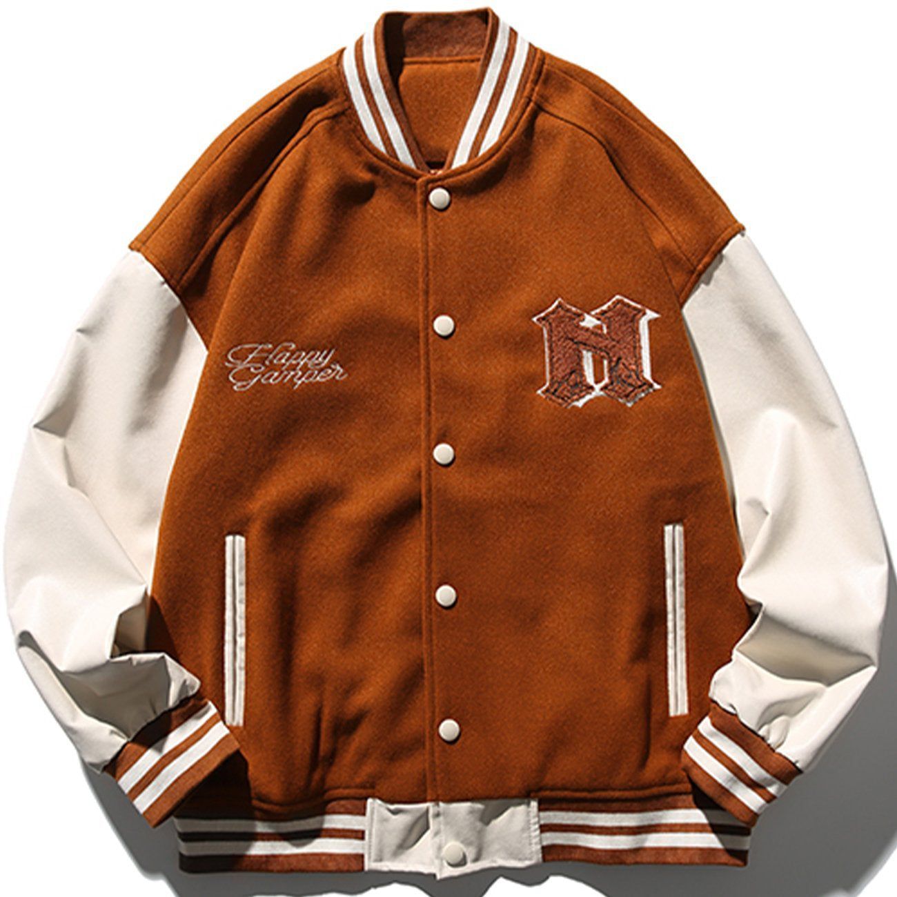 Letter Flocking PU Stitching Varsity Jacket sold by Yugen Theory product image thumbnail 3