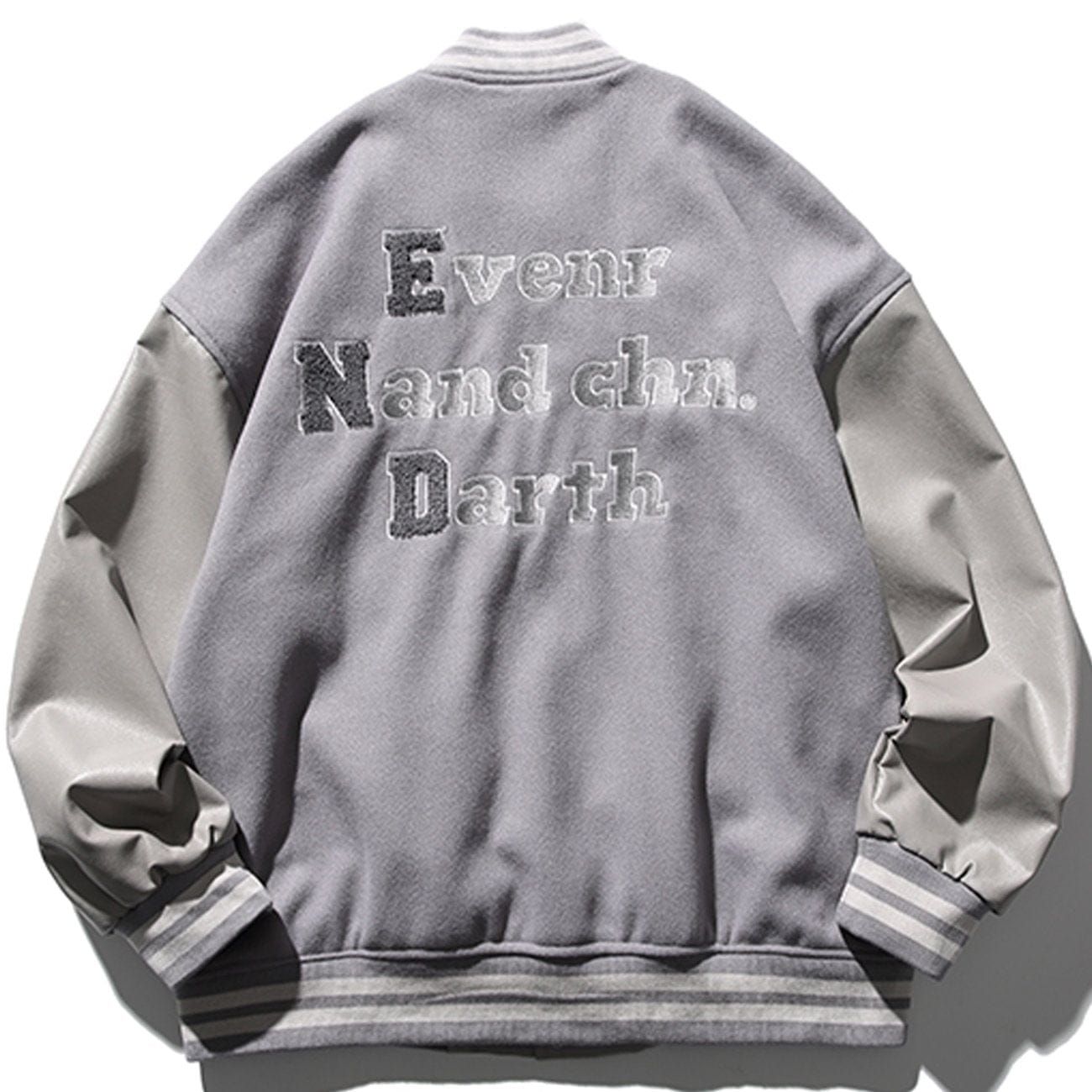 Letter Flocking PU Stitching Varsity Jacket sold by Yugen Theory product image thumbnail 2