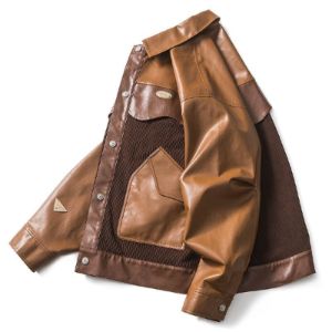 Leather Jacket Corduroy Patchwork sold by Yugen Theory
