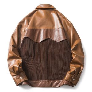 Leather Jacket Corduroy Patchwork sold by Yugen Theory