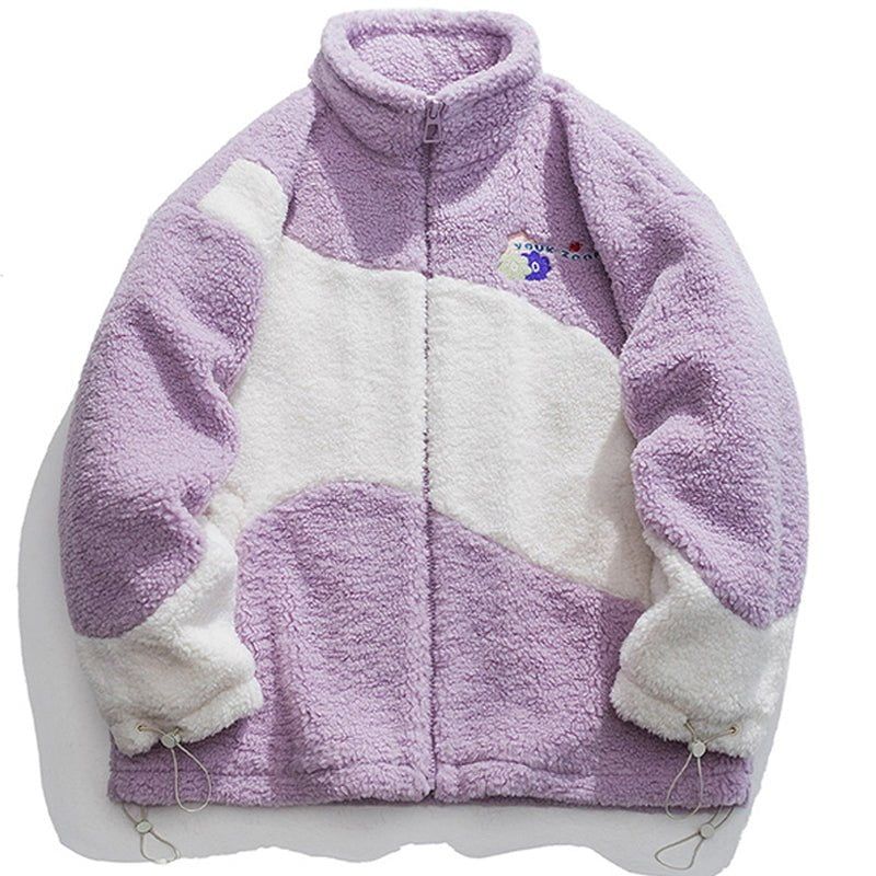 Sherpa Winter Coat Color Block Patchwork sold by Yugen Theory product image thumbnail 3