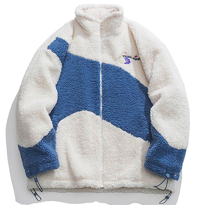 Sherpa Winter Coat Color Block Patchwork sold by Yugen Theory