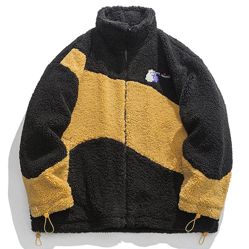 Sherpa Winter Coat Color Block Patchwork sold by Yugen Theory product image thumbnail 2