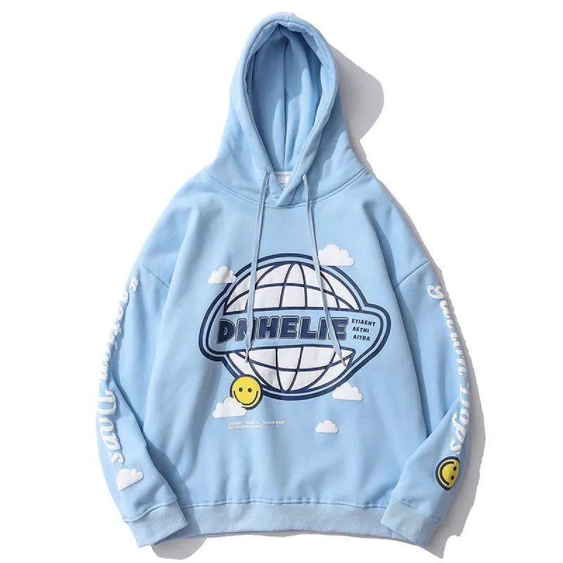 Fleece Hoodies Smile Face Foam Clouds sold by Yugen Theory