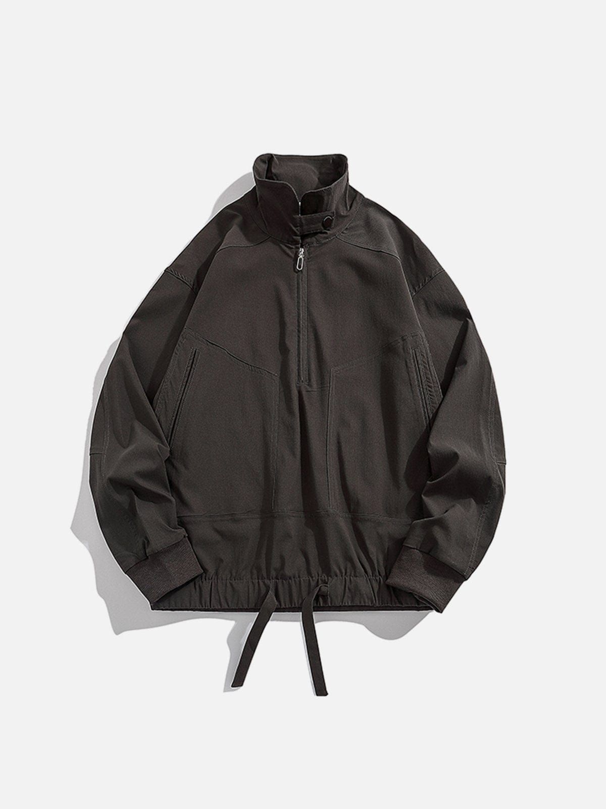 Half Zipper Drawstring Sweatshirt sold by Yugen Theory