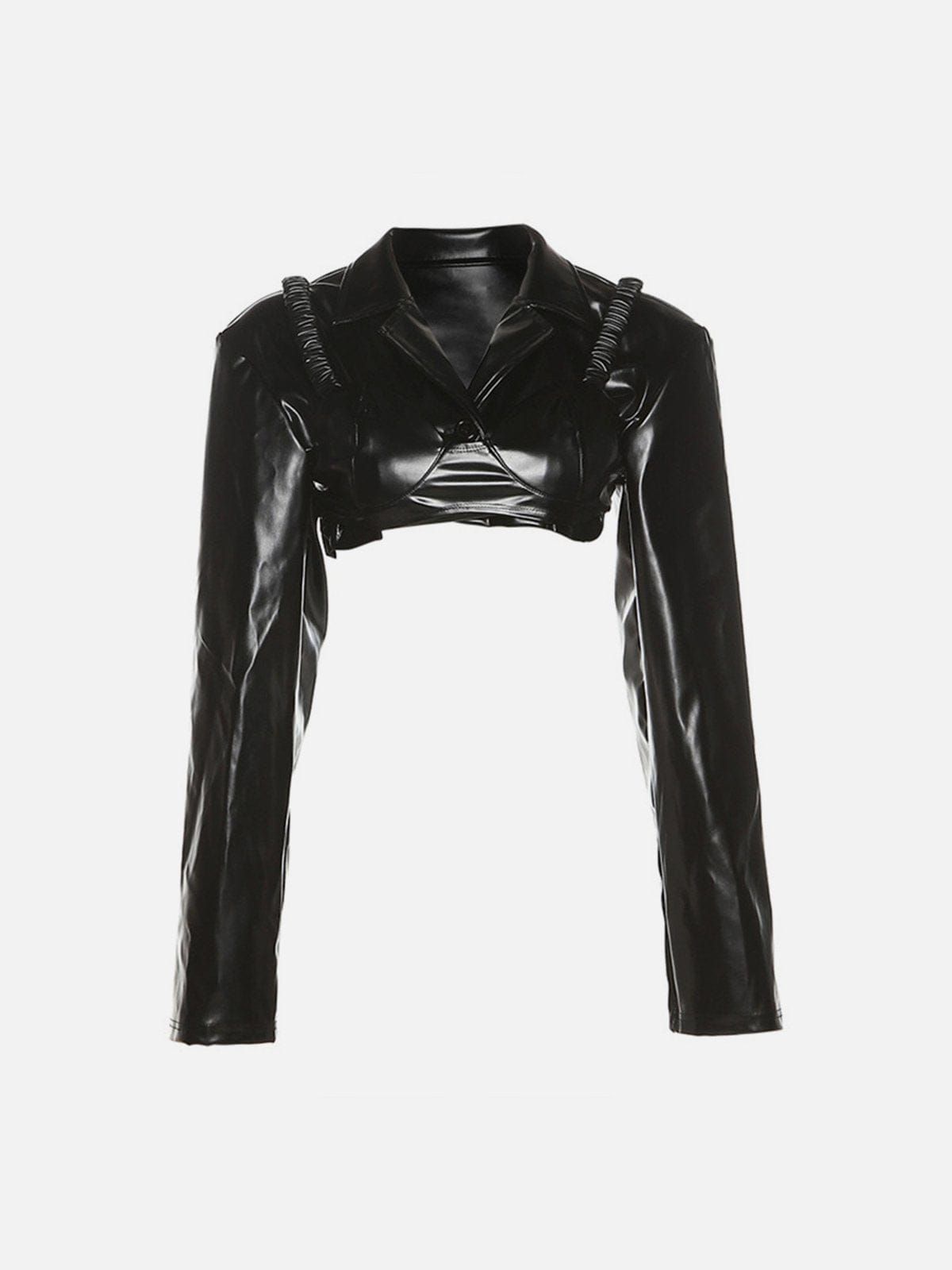 Fold PU Short Jacket sold by Yugen Theory product image thumbnail 4