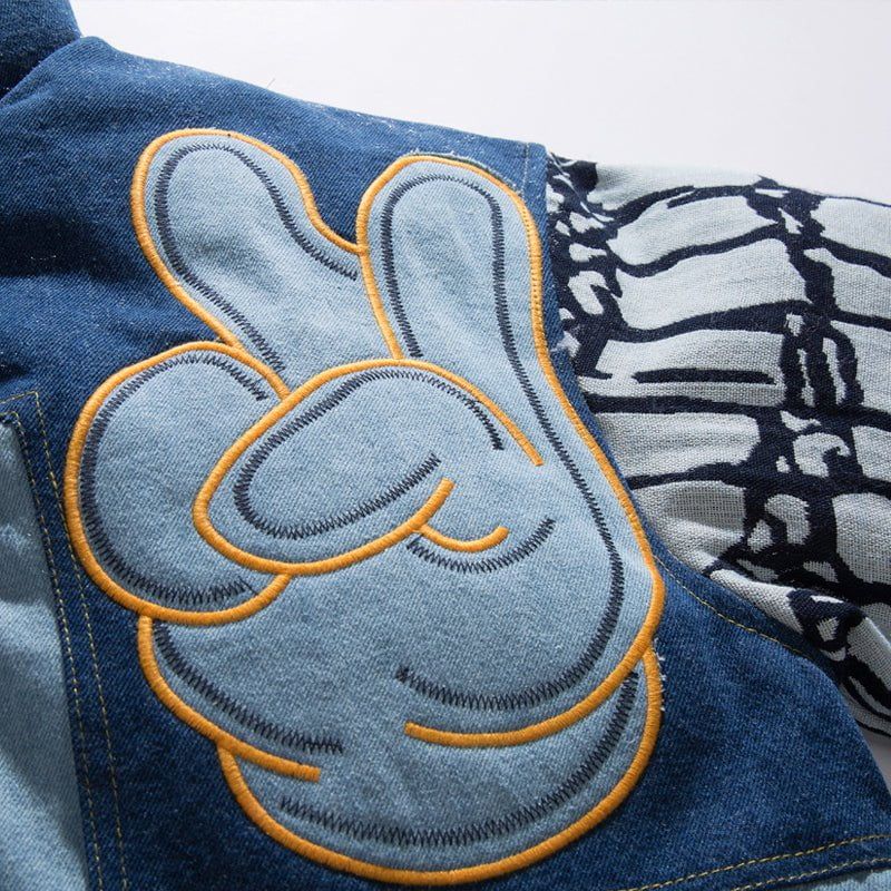 Patchwork Denim Winter Coat Embroidery sold by Yugen Theory product image thumbnail 4