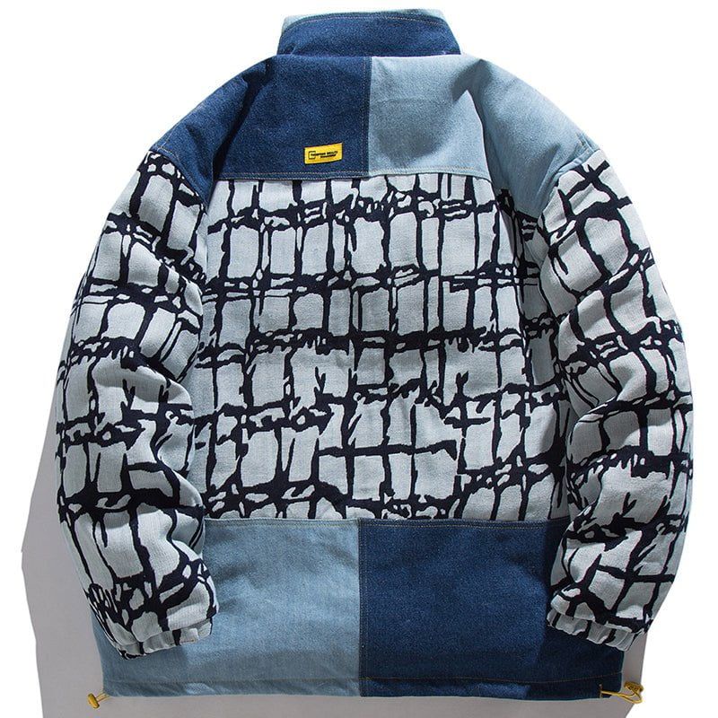 Patchwork Denim Winter Coat Embroidery sold by Yugen Theory product image thumbnail 2