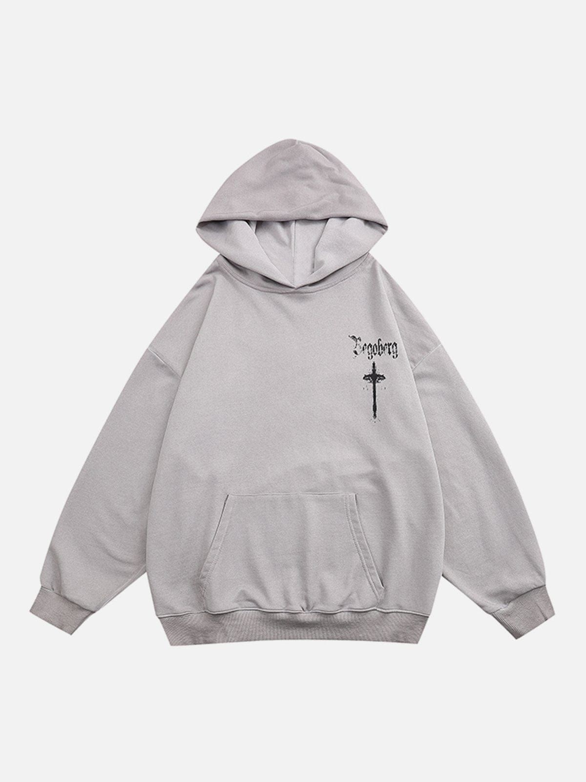 Washed Graffiti Cross Pattern Hoodie sold by Yugen Theory product image thumbnail 3