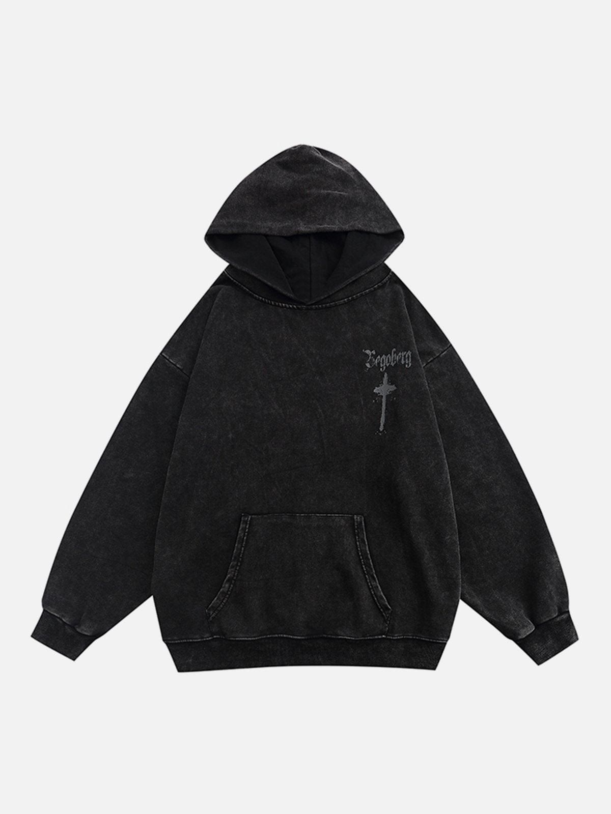 Washed Graffiti Cross Pattern Hoodie sold by Yugen Theory product image thumbnail 2