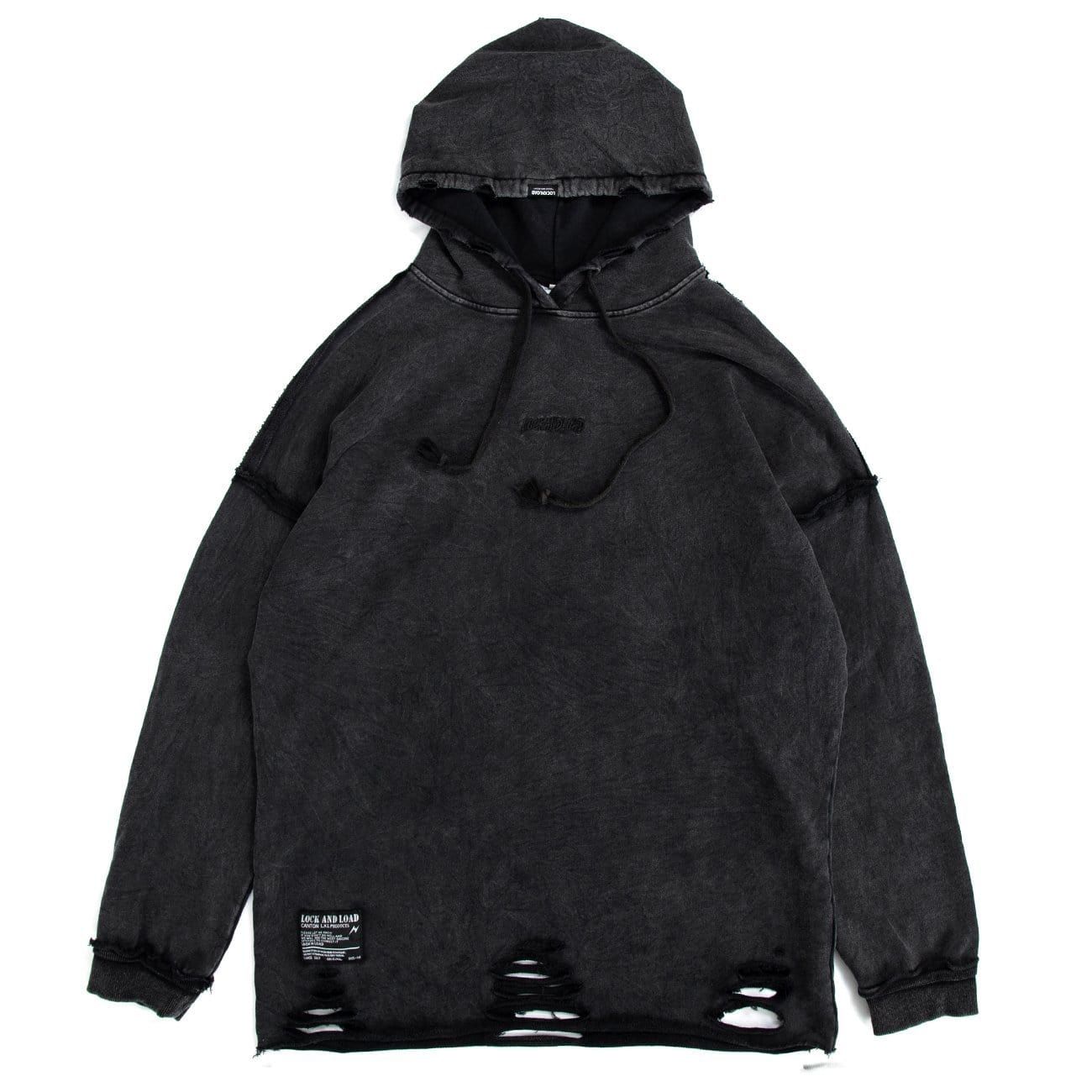 Dark Ripped Hole Washed Hoodies sold by Yugen Theory