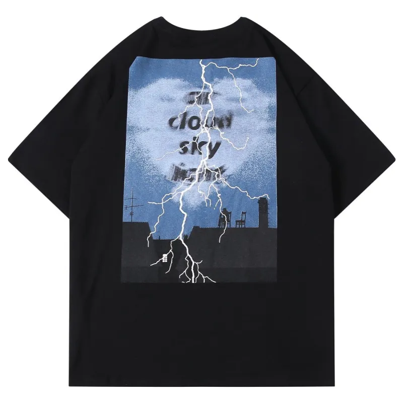 Lightning Print T-Shirt sold by Yugen Theory