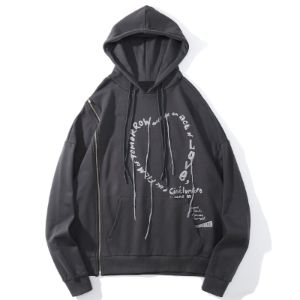 Side Zipper Embroidered Alphabet Tassels Oversized Hoodie sold by Yugen Theory