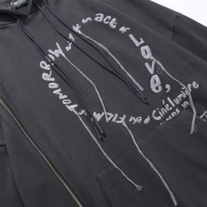 Side Zipper Embroidered Alphabet Tassels Oversized Hoodie sold by Yugen Theory