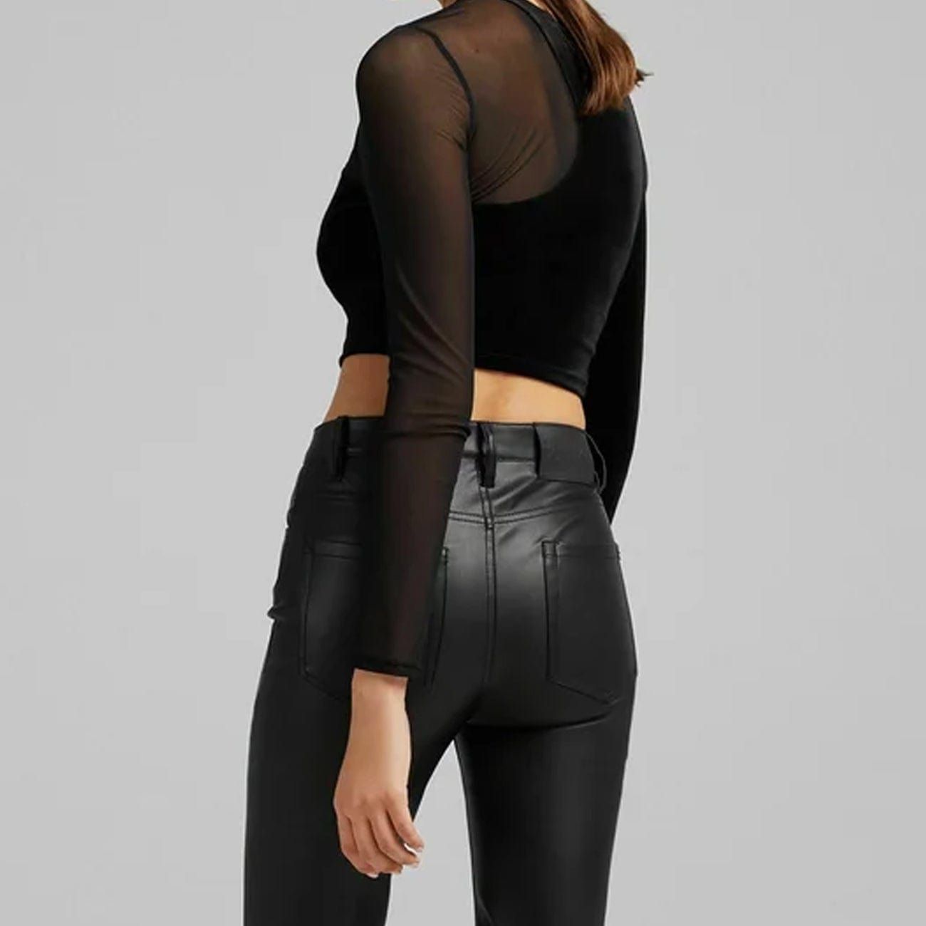 Velvet Mesh Patchwork Hollow Long Sleeve T Shirt sold by Yugen Theory product image thumbnail 4